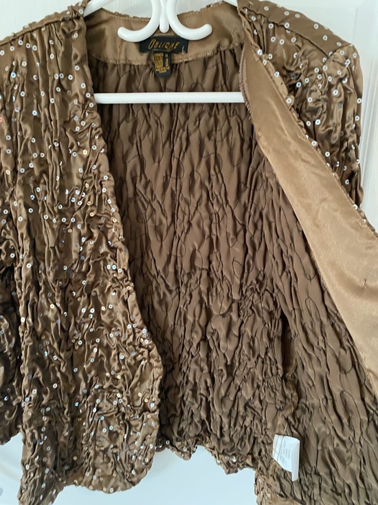 Oblique Jackets & Blazers - Brown Sequin Crinkle Blazer Jacket